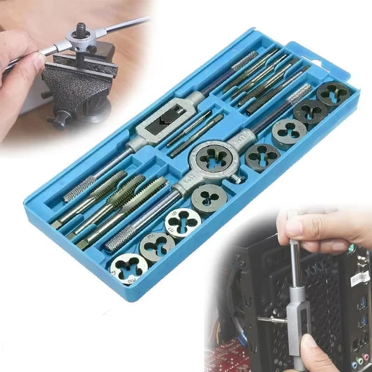 Multi-specification 8/12/20Pcs multifunction Metric Hand Tap and Die Set M3-M12 Screw Thread Plugs Straight Taper Reamer Tools