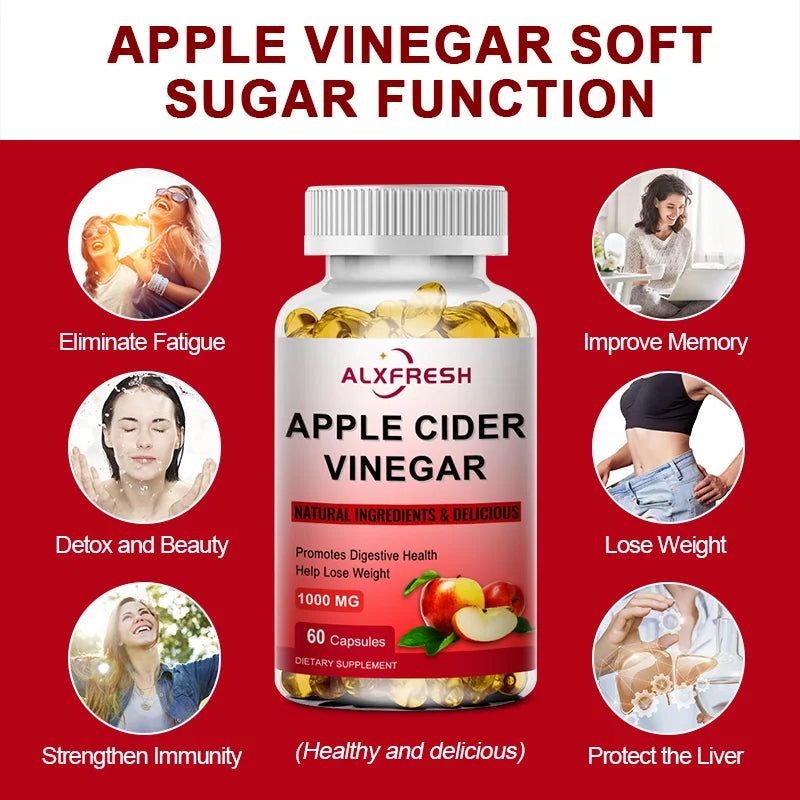 Apple Cider Vinegar Capsules Support Appetite Suppression Promote Fat Metabolism and Digestive Health Antioxidant Detoxification