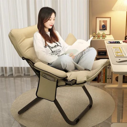 OMGD Folding Recliner Student Dormitory Computer Chair Home Bedroom Lazy Person Small Sofa Balcony Single Leisure Chair